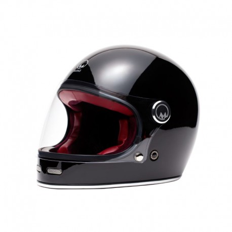 Casque vintage intégral noir et rouge moto Marko - Tendance Roadster